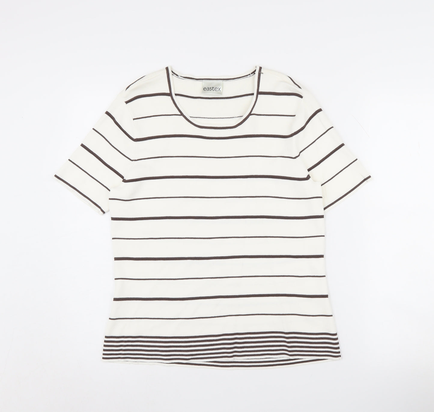 Eastex Women's White Striped Jumper Size 12