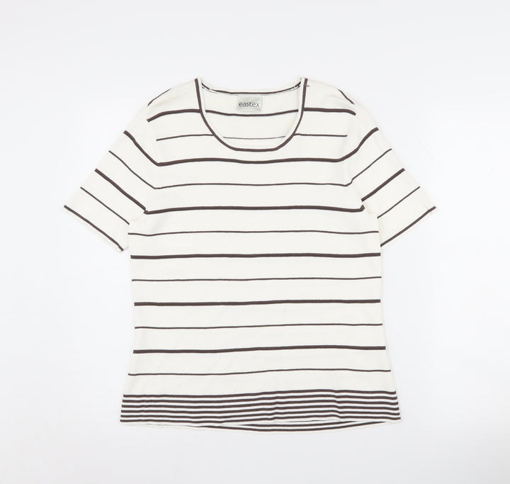Eastex Women's White Striped Jumper Size 12