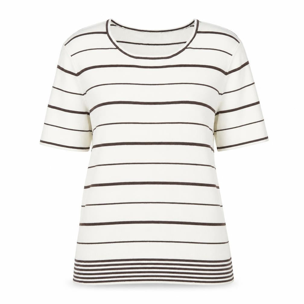 Front view of Eastex Women's White Striped Jumper, size 12