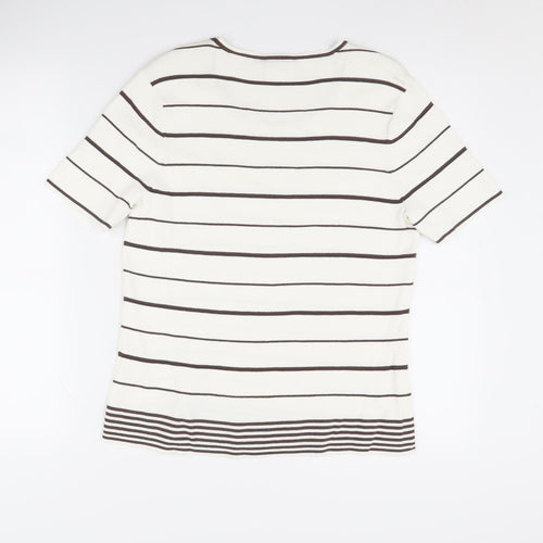 Eastex Women's White Striped Jumper Size 12