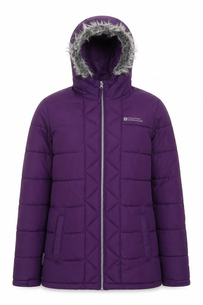 Mountain Warehouse Girls Purple Puffer Jacket 11-12Y Hooded