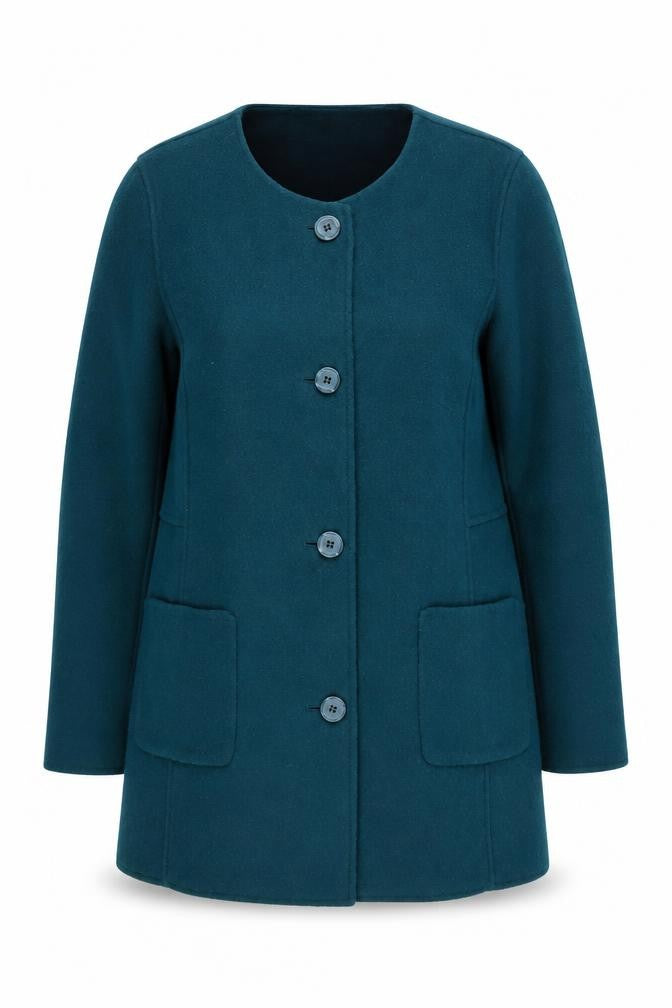 Front view of Eastex Women's Blue Mid-Length Coat -, size 10