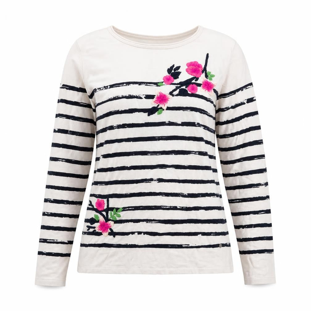 Front view of Brax Women's Multicoloured Embroidered Long Sleeve Top