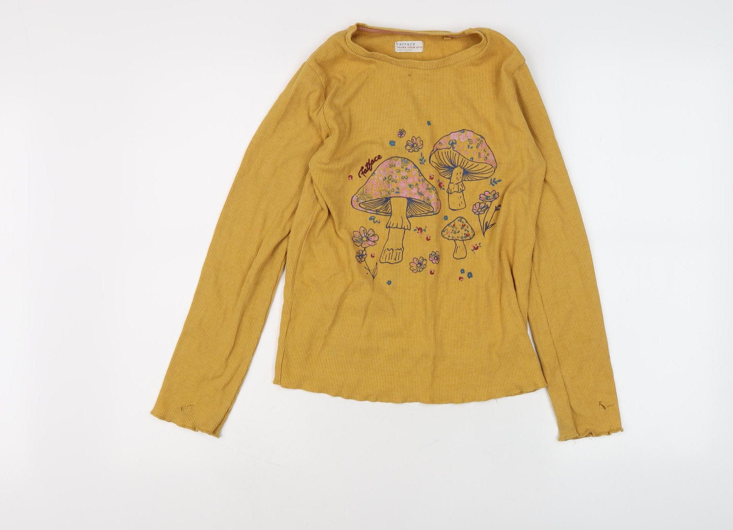 Fat Face Girls Yellow Graphic Long Sleeve Top 10-11 Years