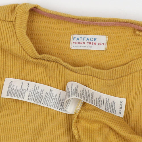 Fat Face Girls Yellow Graphic Long Sleeve Top 10-11 Years