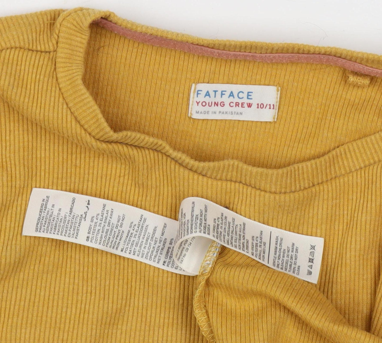 Fat Face Girls Yellow Graphic Long Sleeve Top 10-11 Years