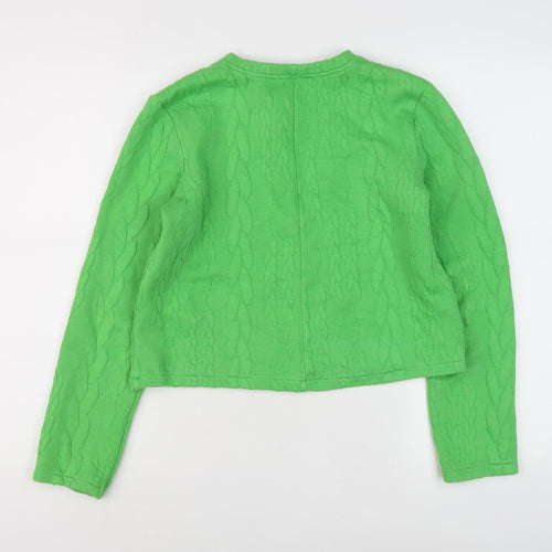 Zara Women's Green Sweatshirt - Small, Crew Neck, Casual