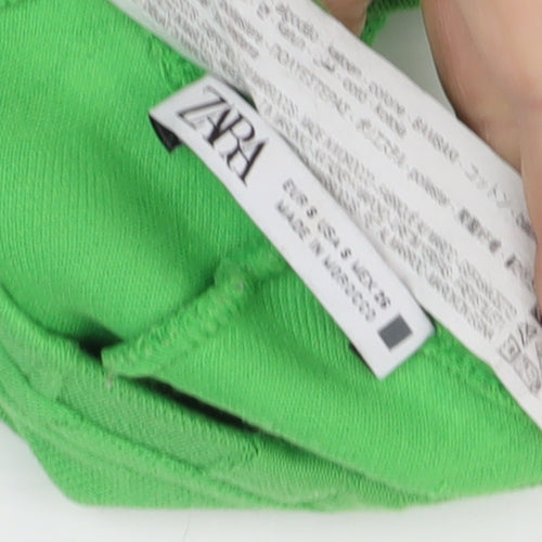 Zara Women's Green Sweatshirt - Small, Crew Neck, Casual