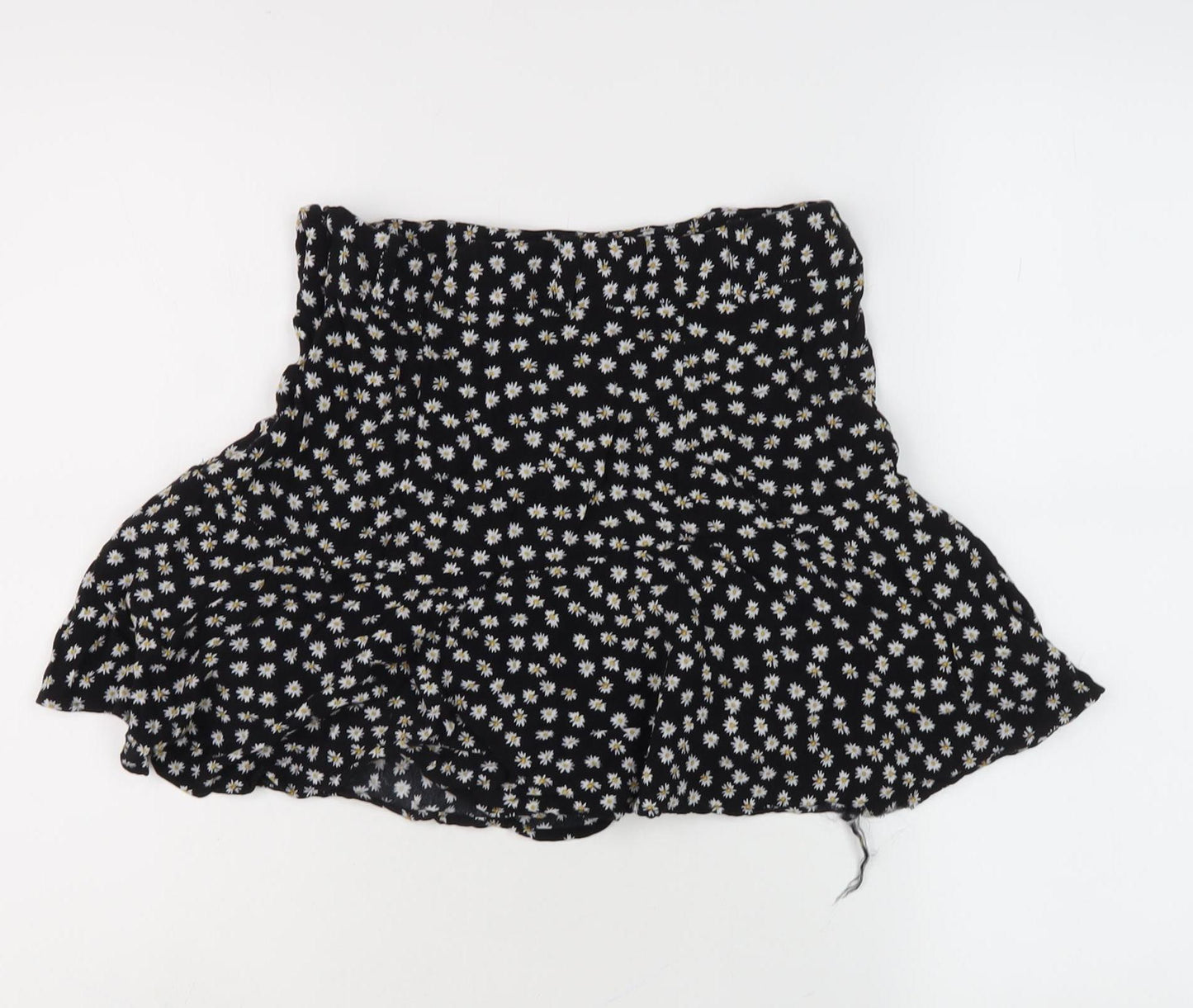 Zara Women's Black Floral A-Line Skirt Size M