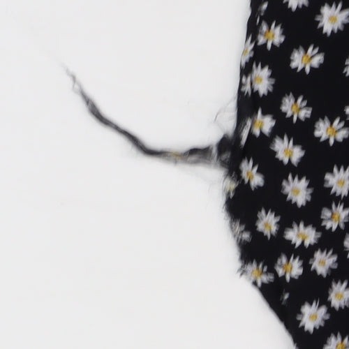 Zara Women's Black Floral A-Line Skirt Size M