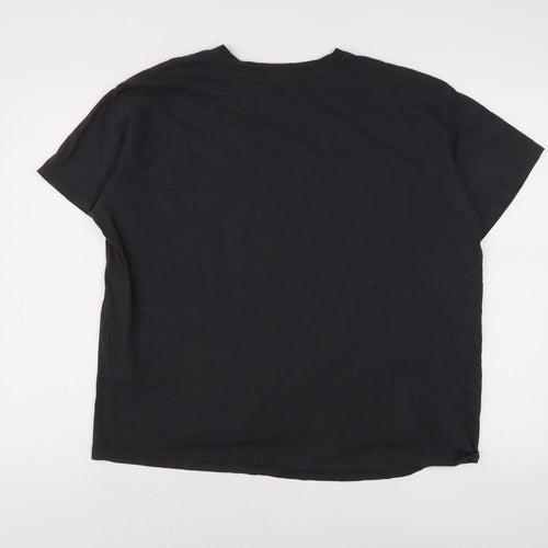 Bershka Black Graphic T-Shirt Unisex Size L Relaxed Fit