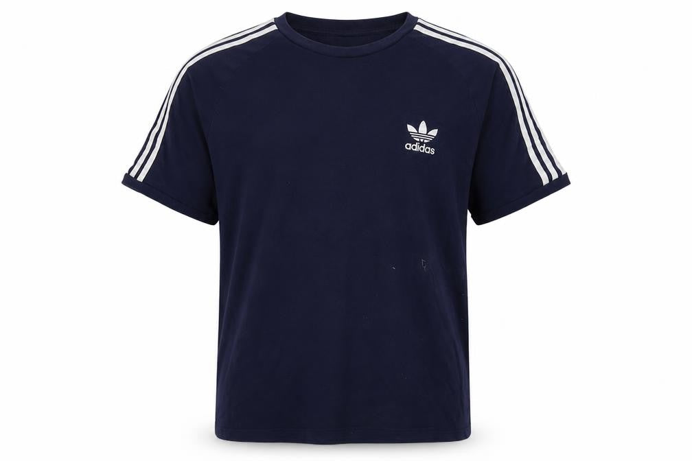 Front view of Adidas Men's Blue Large T-Shirt, Logo Accent, Comfortable Fit