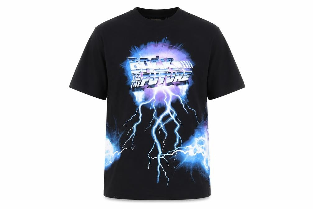 Front view of Back to the Future Black XS Men’s Graphic T-Shirt