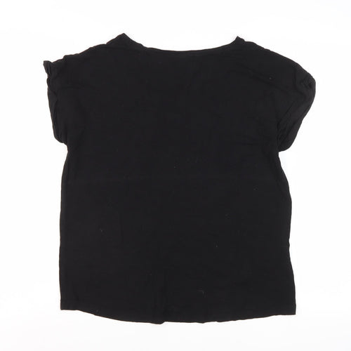 MNG Women's Black V-Neck Basic T-Shirt - Size L
