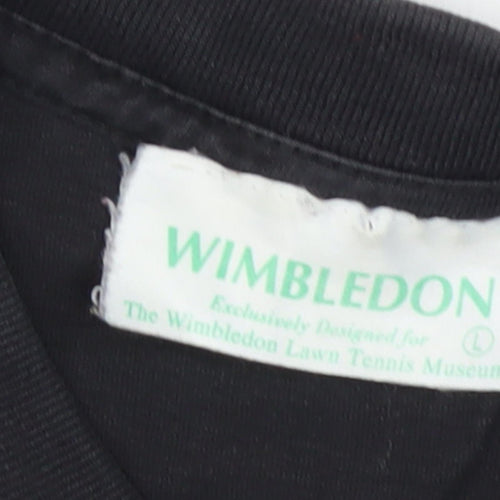 Wimbledon Men's Black Sports Graphic T-Shirt L