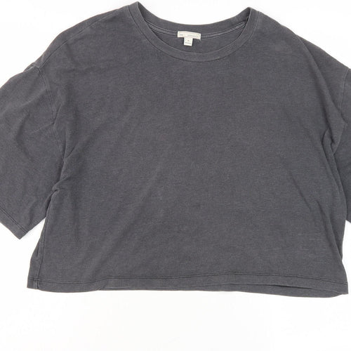 Women's Grey Cotton Relaxed Fit T-Shirt, Size M