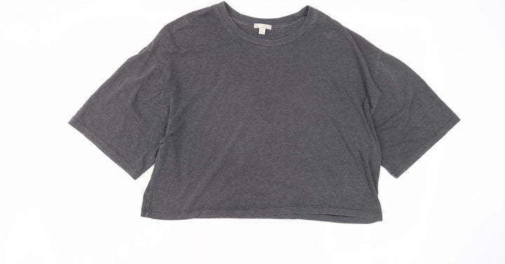 Women's Grey Cotton Relaxed Fit T-Shirt, Size M