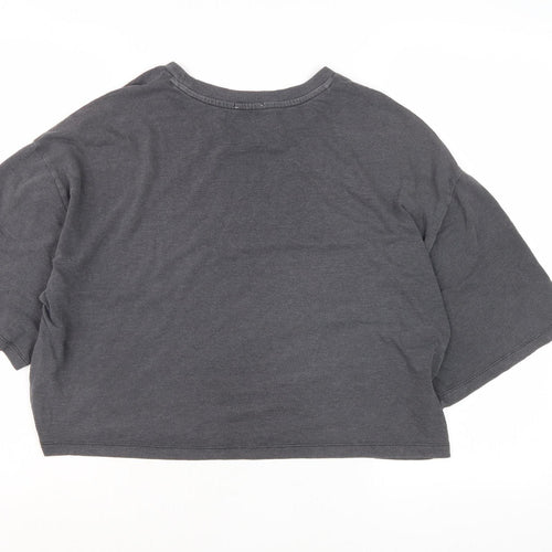 Women's Grey Cotton Relaxed Fit T-Shirt, Size M