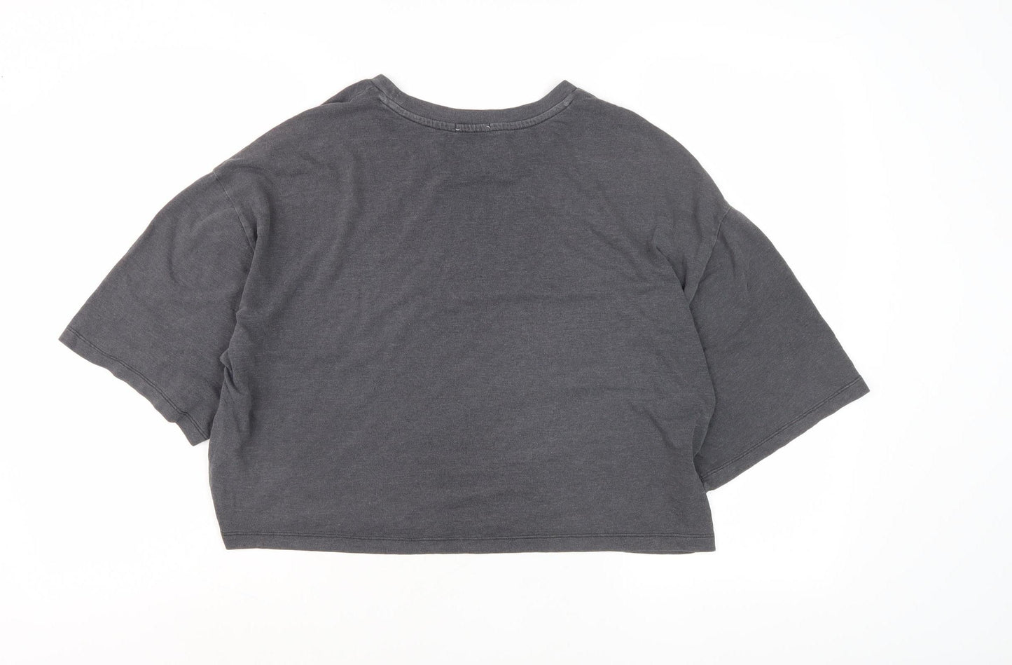 Women's Grey Cotton Relaxed Fit T-Shirt, Size M