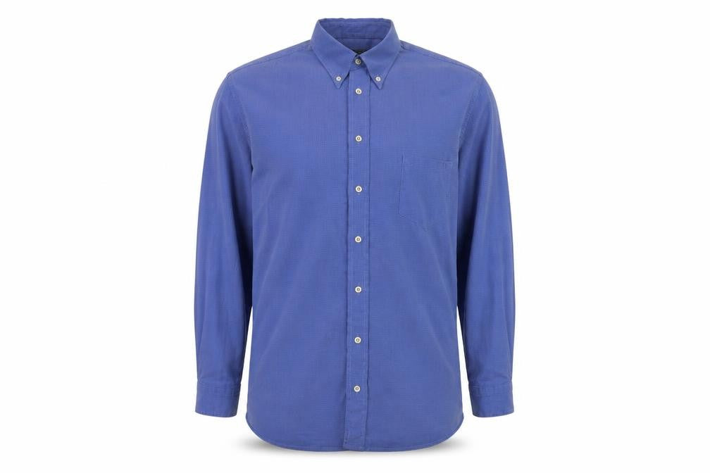 Front view of Ted Baker Men's Blue Check Long Sleeve Shirt