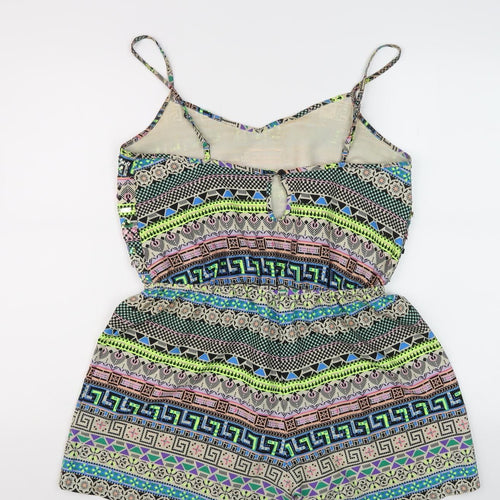 Next Women's Multicoloured Geometric Sleeveless Playsuit Size 12