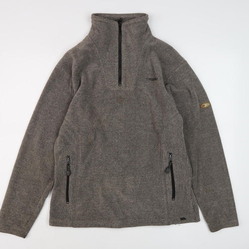 Trespass Grey Henley Sweatshirt Unisex L 1/4 Zip