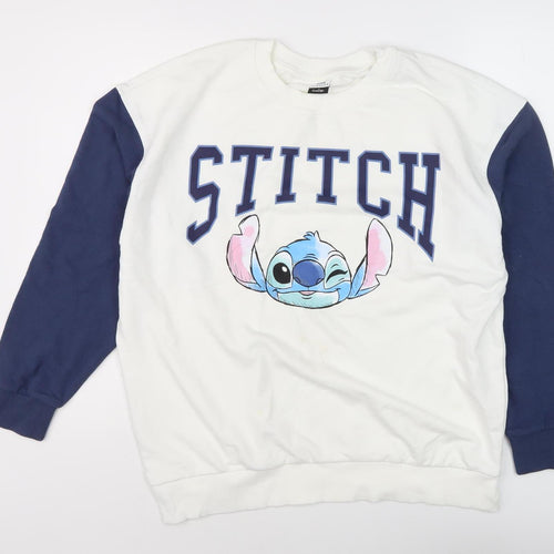 George Women's White Stitch Sweatshirt Size L