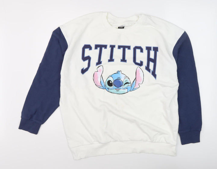 George Women's White Stitch Sweatshirt Size L