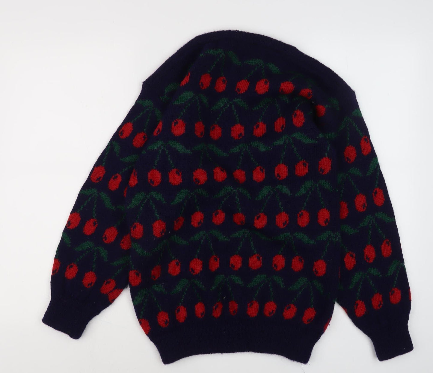Women's Multicoloured Wool Cherry Pullover Jumper - M