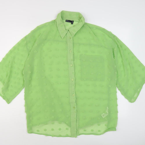 ASOS Women's Green Button-Up 3/4 Sleeve Shirt Size 12