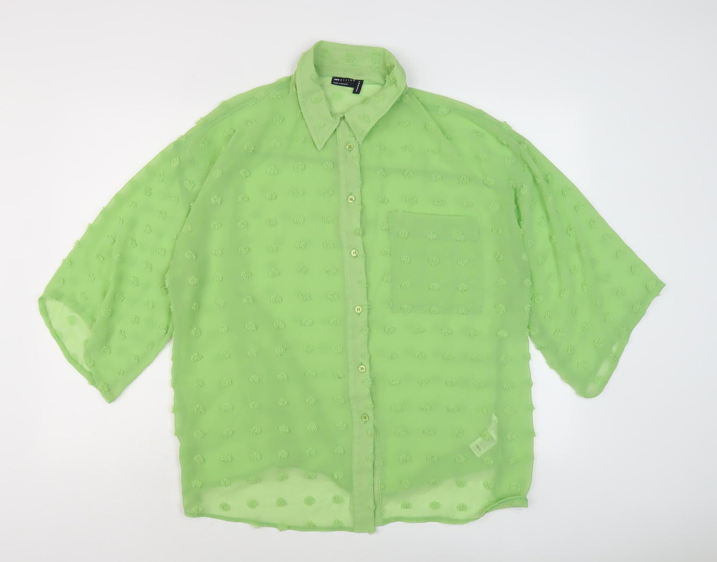 ASOS Women's Green Button-Up 3/4 Sleeve Shirt Size 12