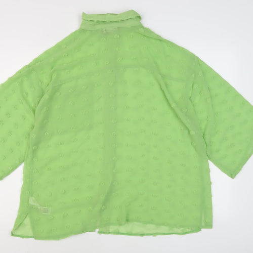 ASOS Women's Green Button-Up 3/4 Sleeve Shirt Size 12