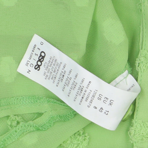 ASOS Women's Green Button-Up 3/4 Sleeve Shirt Size 12