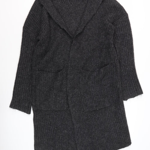 Women's Grey Collared Long Sleeve Cardigan