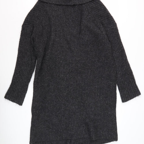 Women's Grey Collared Long Sleeve Cardigan