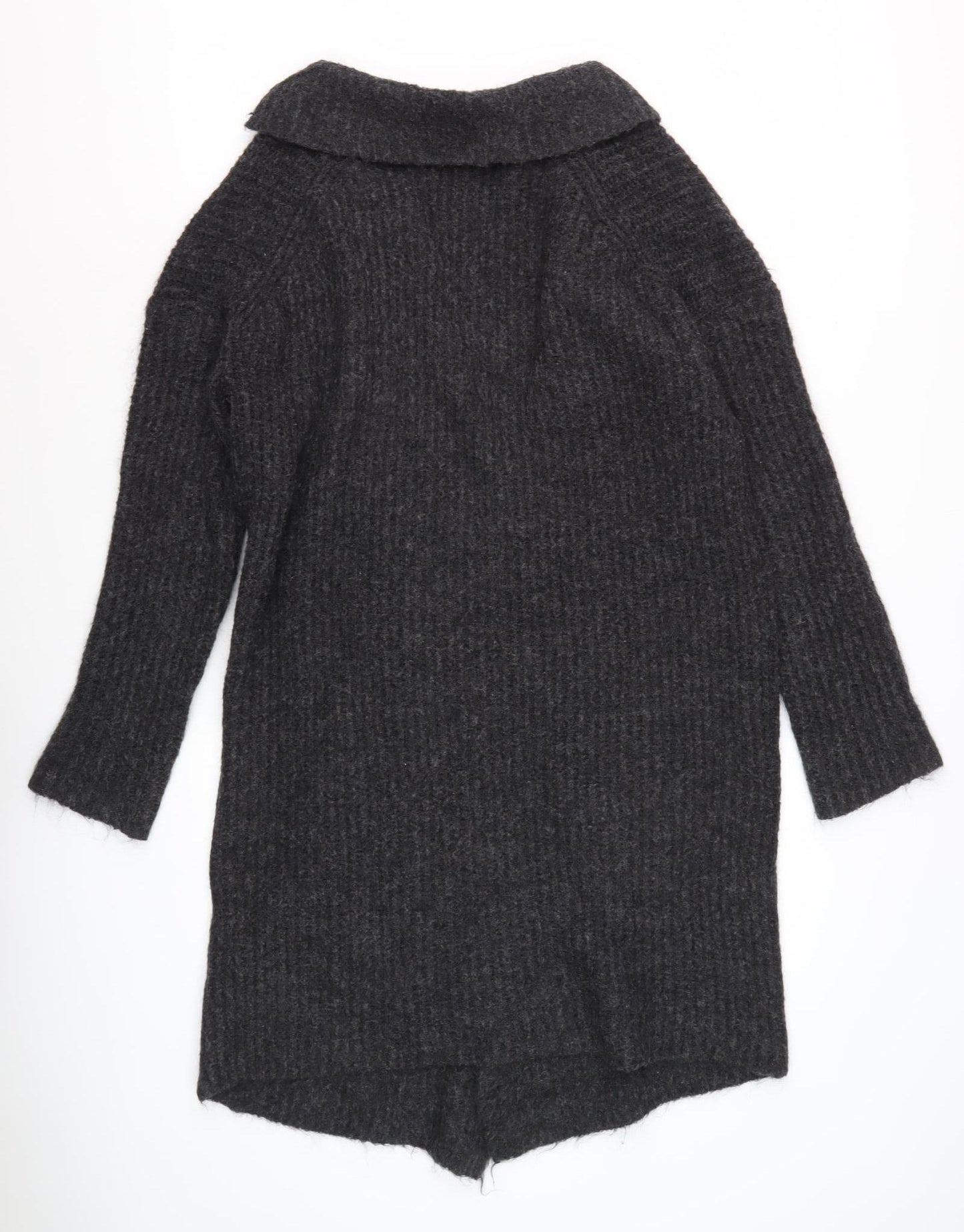 Women's Grey Collared Long Sleeve Cardigan