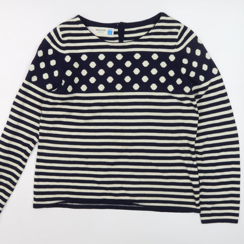 Sparrow Women's Black Striped Pullover Jumper M