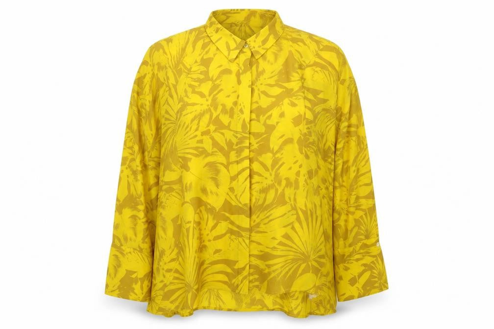 Topshop Women's Yellow Floral Blouse, Size 18, Long Sleeve