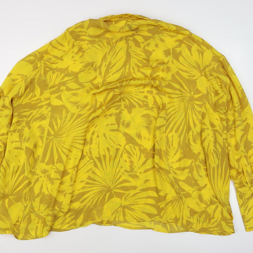 Topshop Women's Yellow Floral Blouse, Size 18, Long Sleeve