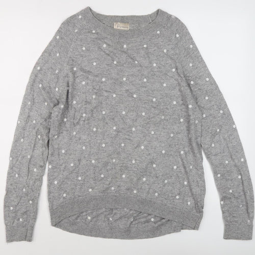 Oliver Bonas Women’s Grey Polka Dot Pullover Jumper Size 10