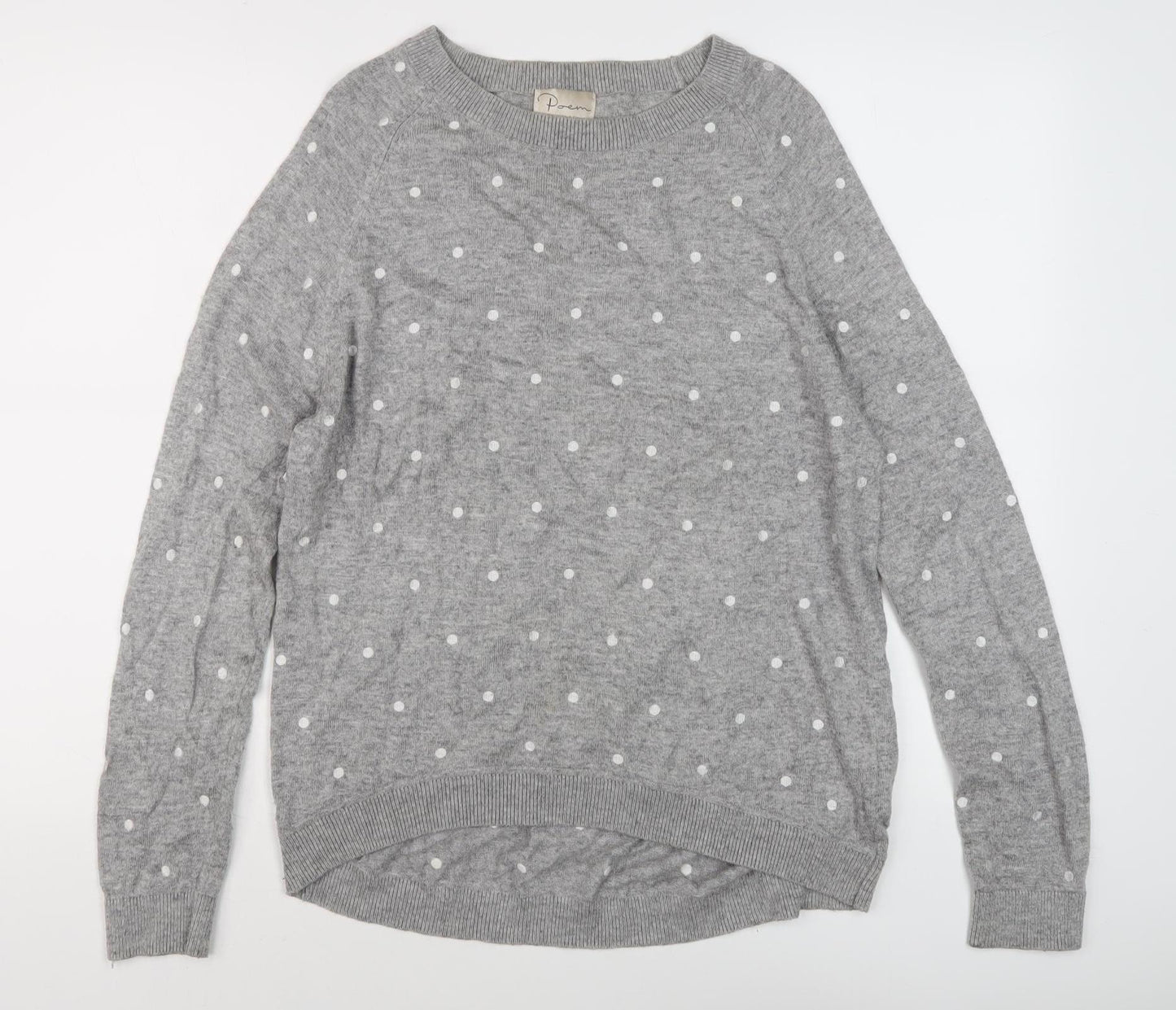 Oliver Bonas Women’s Grey Polka Dot Pullover Jumper Size 10