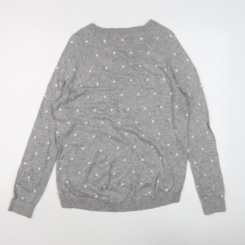 Oliver Bonas Women’s Grey Polka Dot Pullover Jumper Size 10
