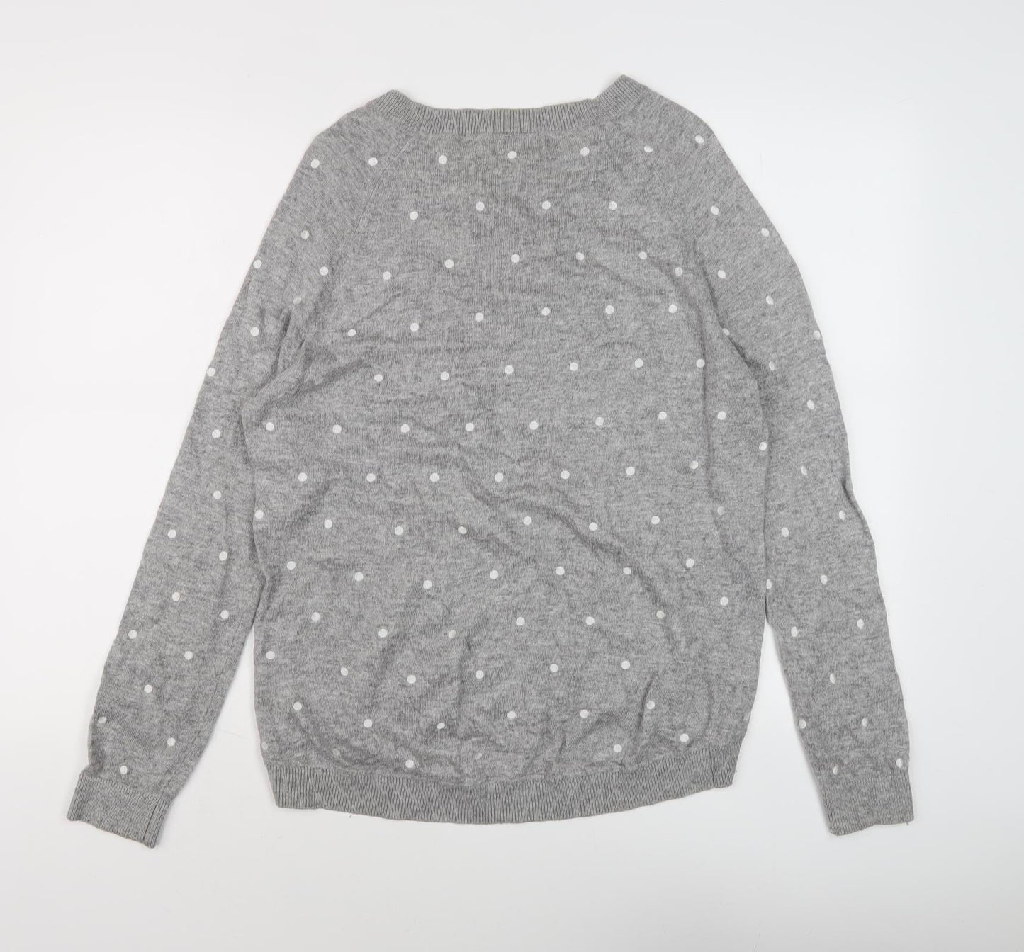 Oliver Bonas Women’s Grey Polka Dot Pullover Jumper Size 10