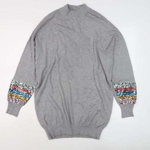 M&Co Women's Grey Sequin Pullover Jumper, Size 14