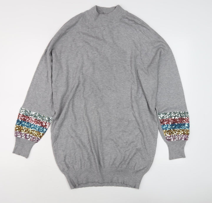 M&Co Women's Grey Sequin Pullover Jumper, Size 14