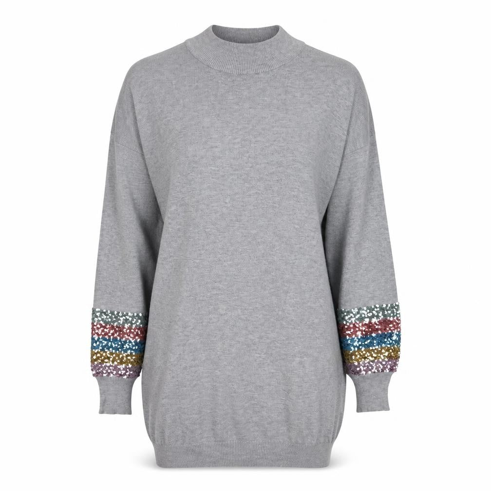 Front view of M&Co Women's Grey Sequin jumper, size 14