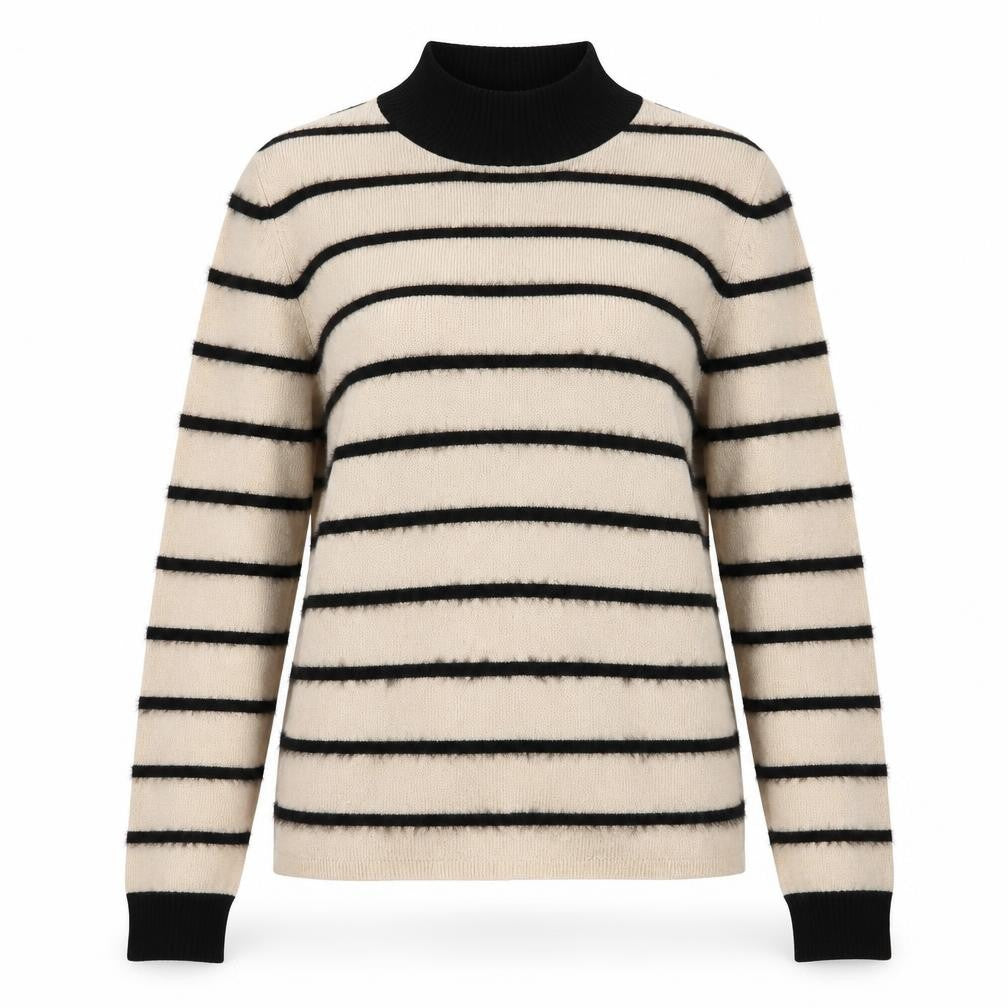 Front view of Zara Women's Beige Striped jumper -, size 2