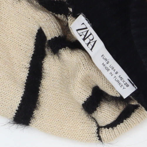 Zara Women's Beige Striped Pullover Jumper - Size 2