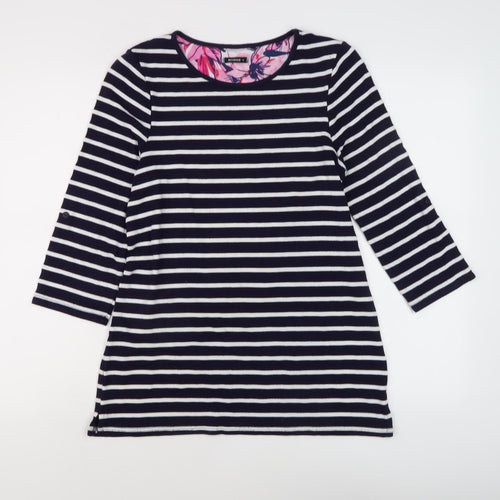 Roman Women's Blue Striped Tunic, Size 10, 3/4 Sleeve
