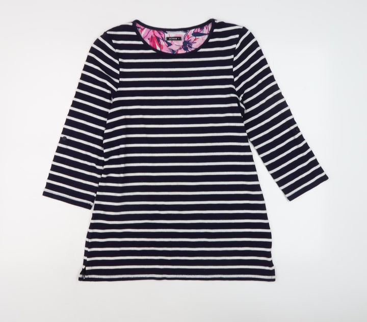 Roman Women's Blue Striped Tunic, Size 10, 3/4 Sleeve